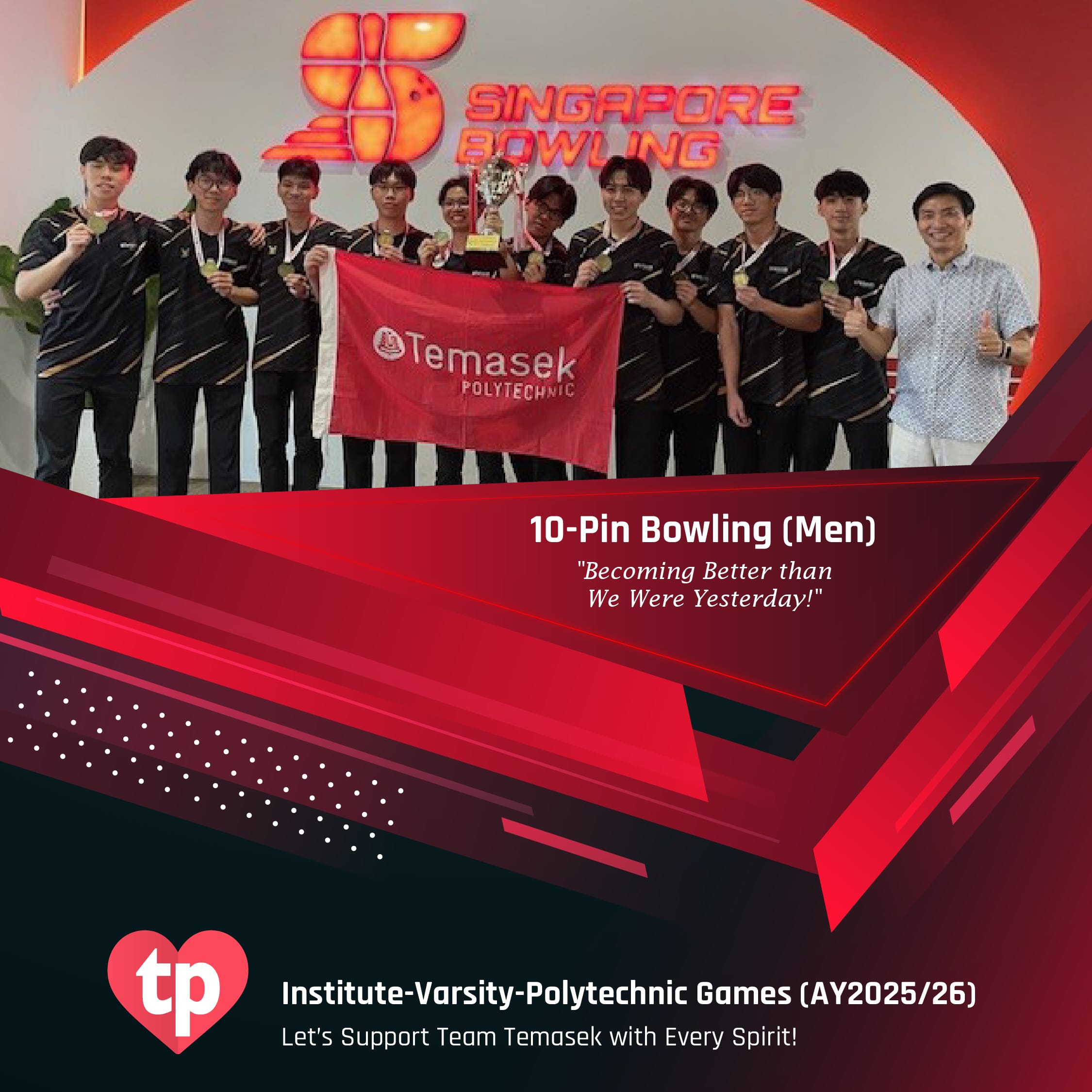 Image of Temasek Polytechnic's 10-Pin Bowling (Men) team for IVP Games